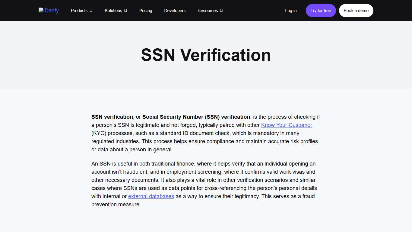 SSN Verification - iDenfy
