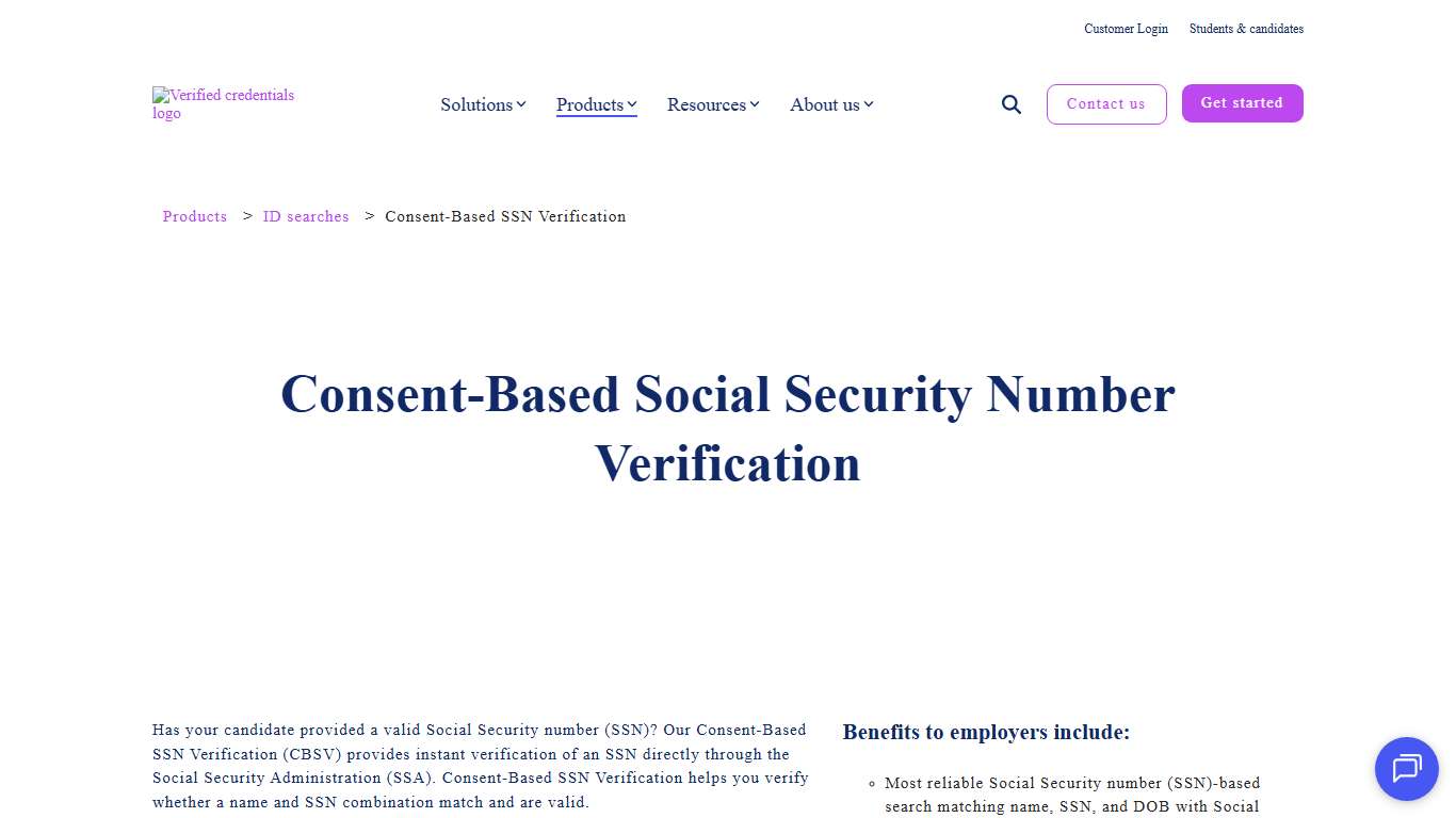 Social Security Number (SSN) Verification Services